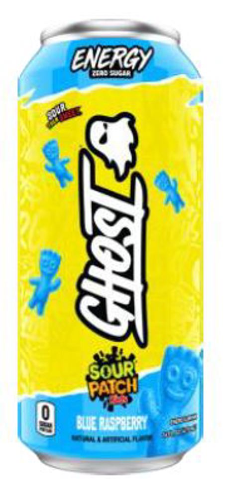 Ghost Sour Patch Kids Blue Raspberry 16 Oz Energy Cans (Pack Of 12)