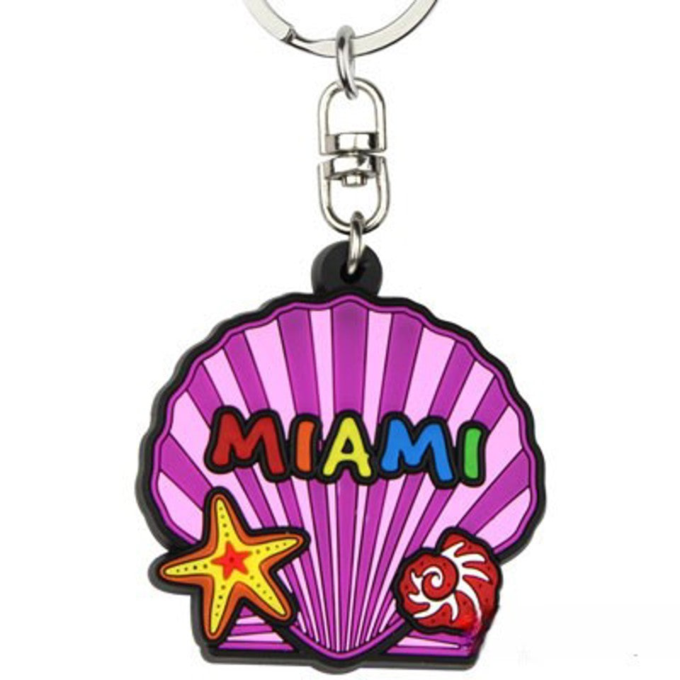 Key Chains Miami Metal Scallop Shell Rubber