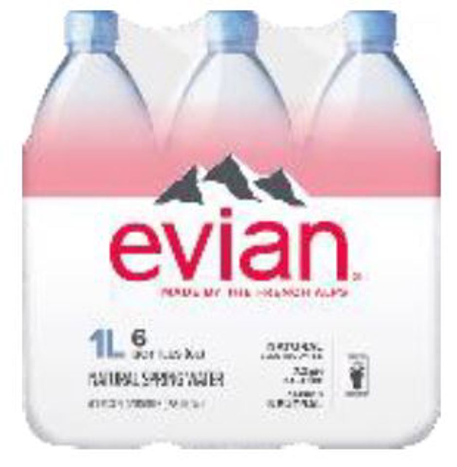 Evian Natural 1 L Spring Water Bottles 2x6pk (Pack Of 12)