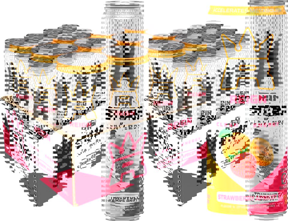 Reign Storm,Strawberry Apricot, 12 oz. Cans Pack of 12