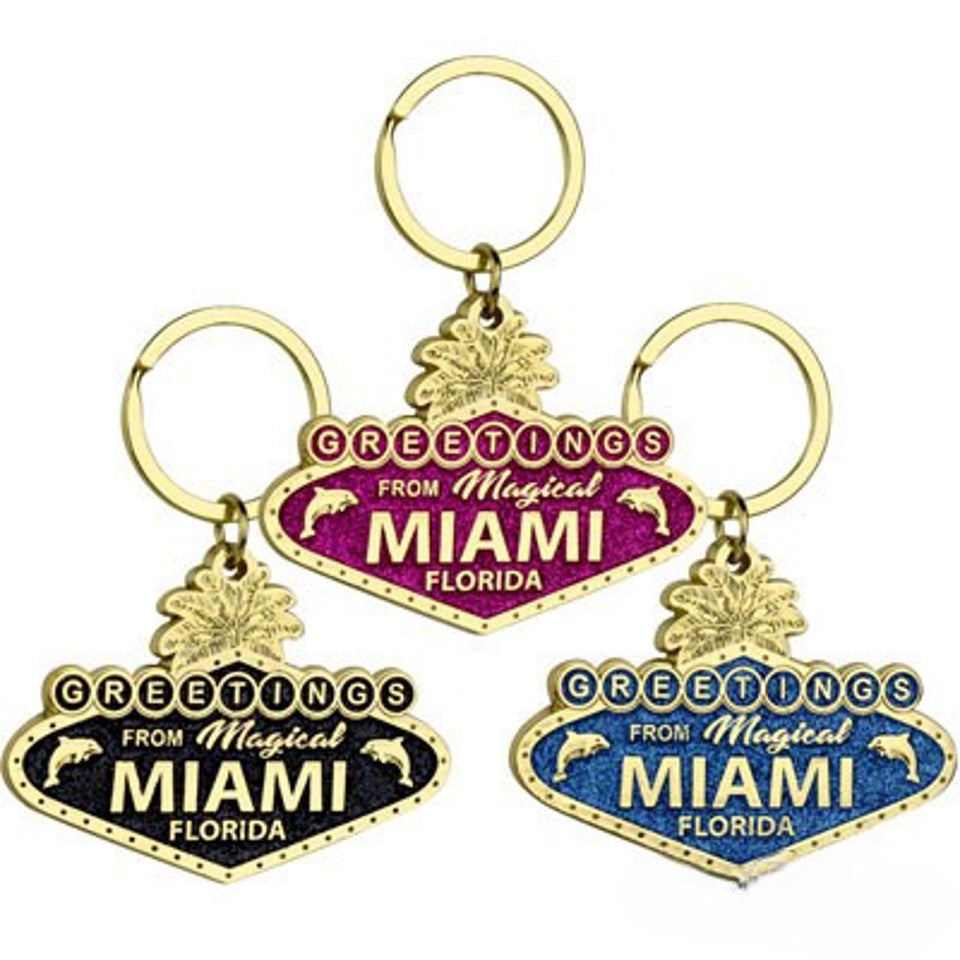 Key Chains Miami Metal Greetings Sign
