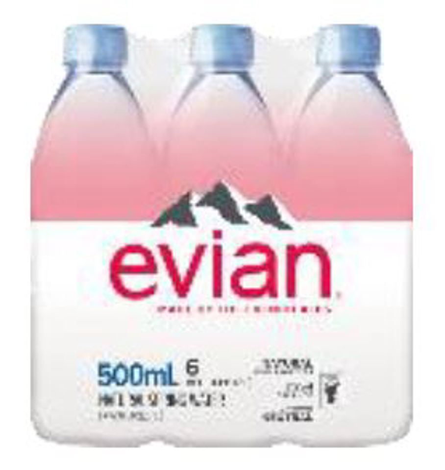 Evian Natural 500 ML Spring Water Bottles 4x6pk (Pack Of 24)
