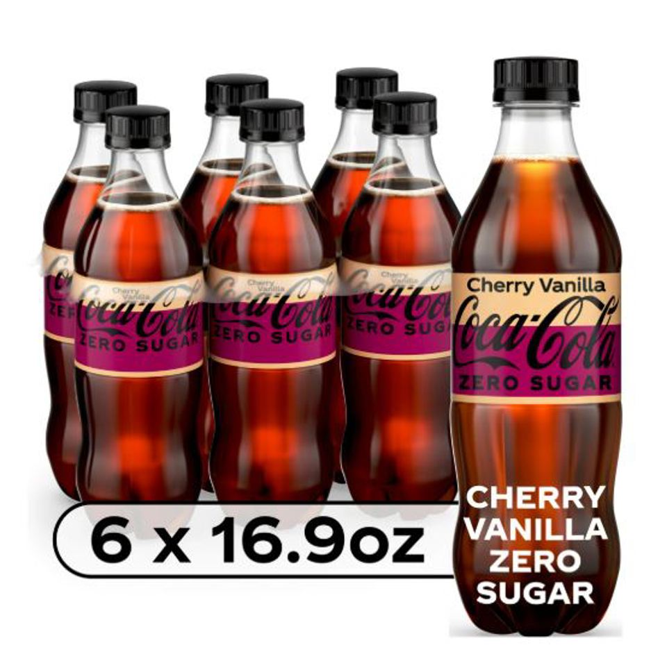 Coca Cola Cherry-Vanilla Zero Sugar Bottle 16.9oz Pack of 6