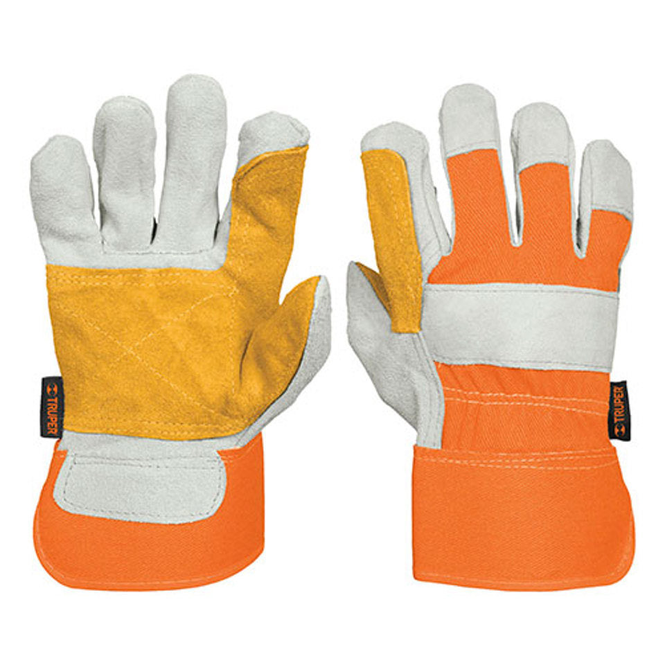 Truper Gloves Leather W / Reinforced Palm Patch Canvas Back, (L)