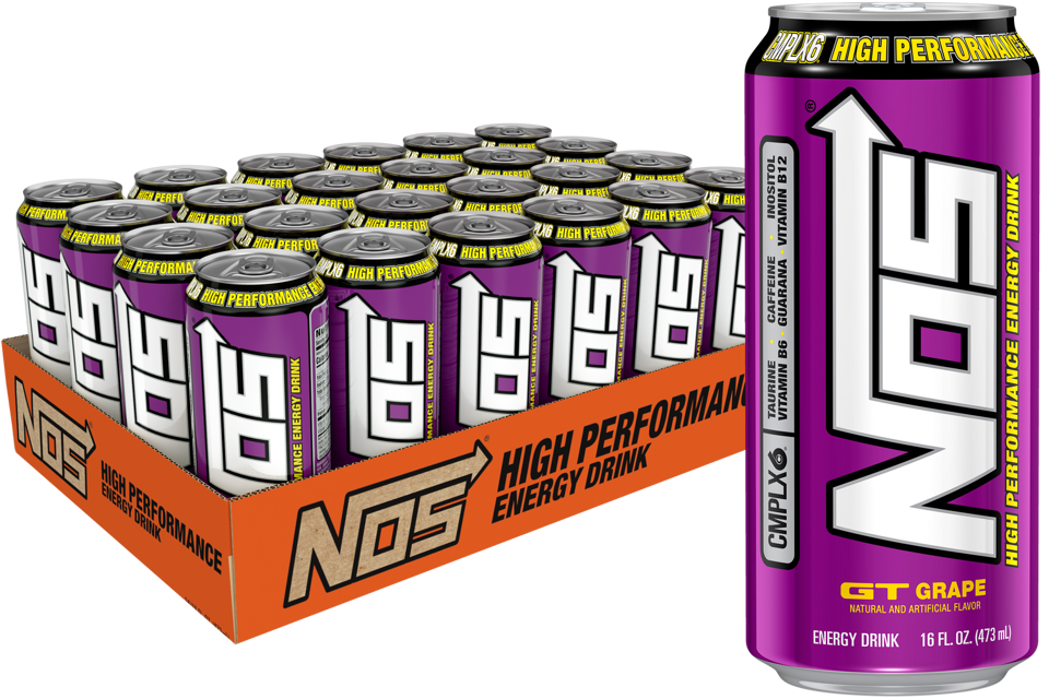 NOS GT Grape Energy Drink, 16 oz. Cans, Pack of 24