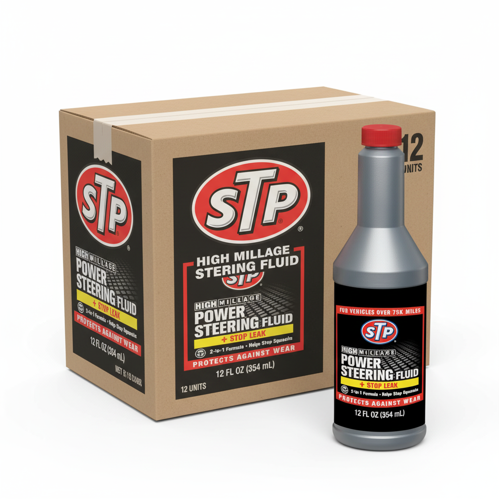 STP High Mileage Power Steering Fluid & Stop Leak Case 12