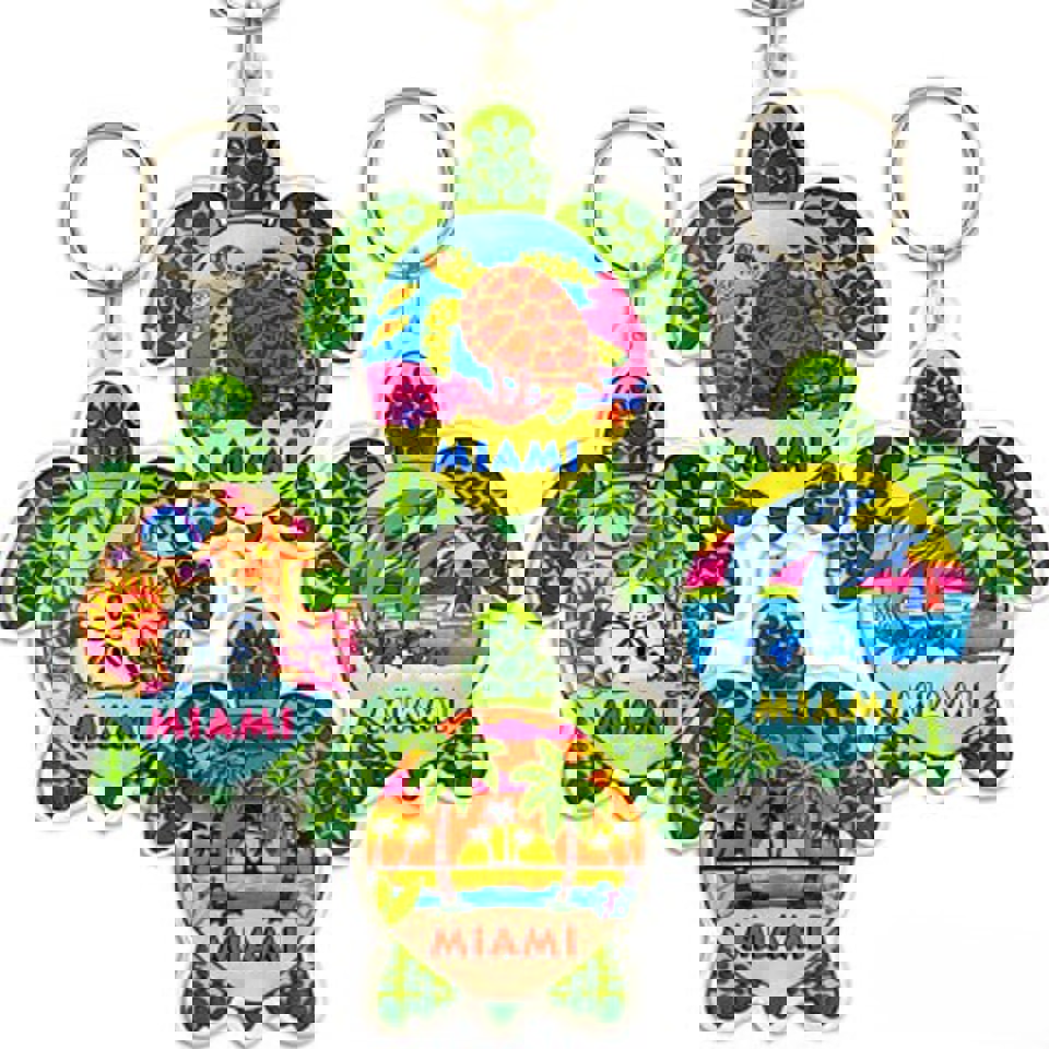 Key Chains Miami Metal Turtle Shape LuciteK/C