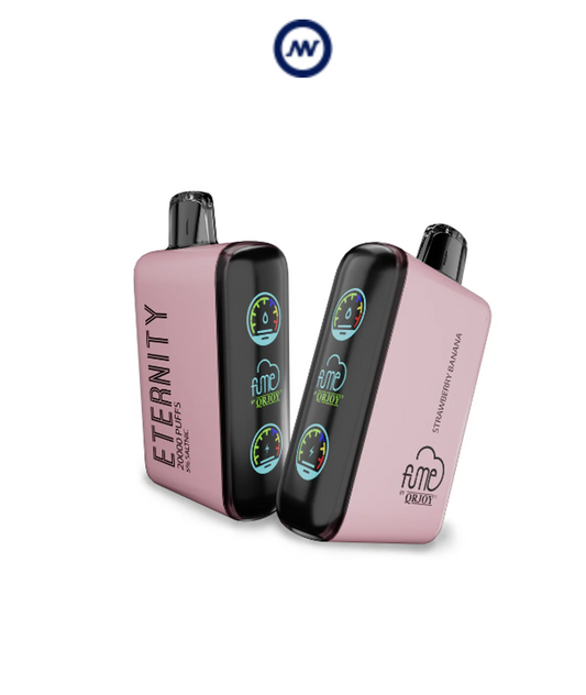 Fume Eternity Disp Vape Straw Banana 20K Puffs 21Ml 5% QRJoy Saltnic Turbo Mesh Coil