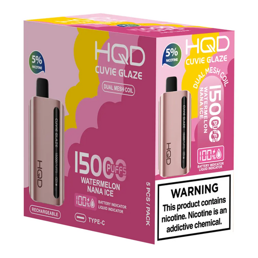 HQD Watermelon Nana Ice Cuvie Glaze 15.000 Puff  Vape Disposable 5%