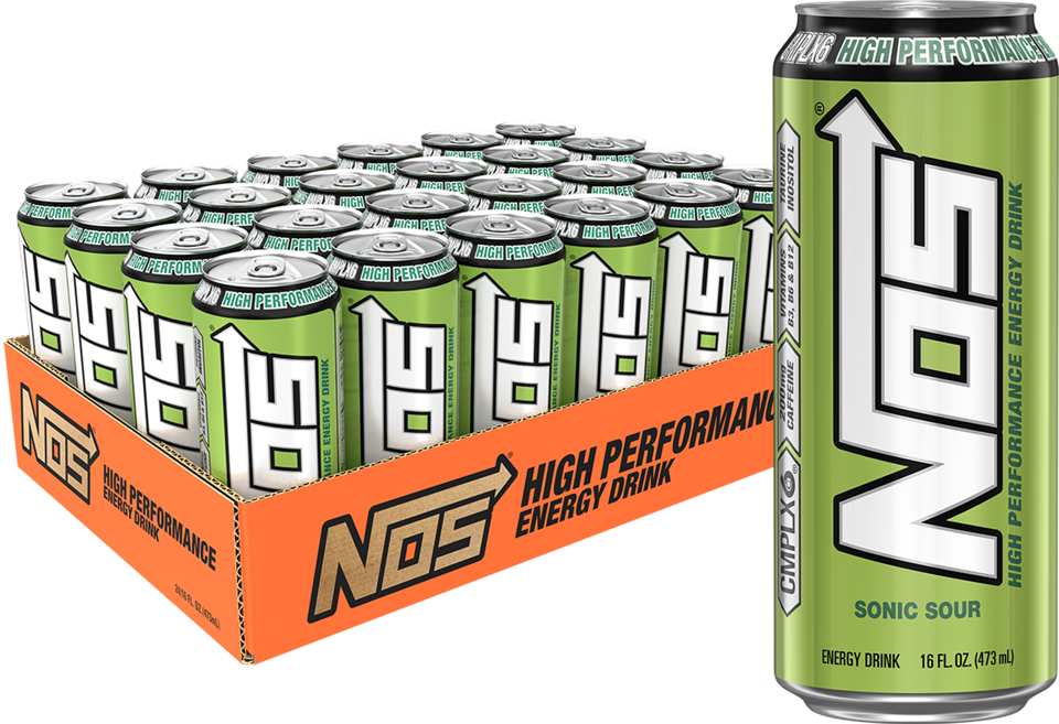 NOS Sonic Sour Energy Drink, 16 oz. Cans, Pack of 24