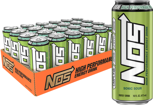 NOS Sonic Sour Energy Drink, 16 oz. Cans, Pack of 24