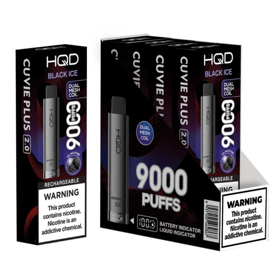 HQD Black Ice Curvie Plus 2.0 9000 Puff Vape Disposable 5%