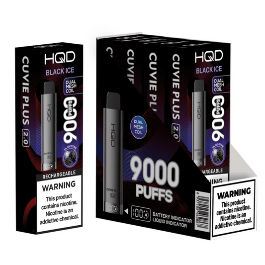 HQD Black Ice Curvie Plus 2.0 9000 Puff Vape Disposable 5%