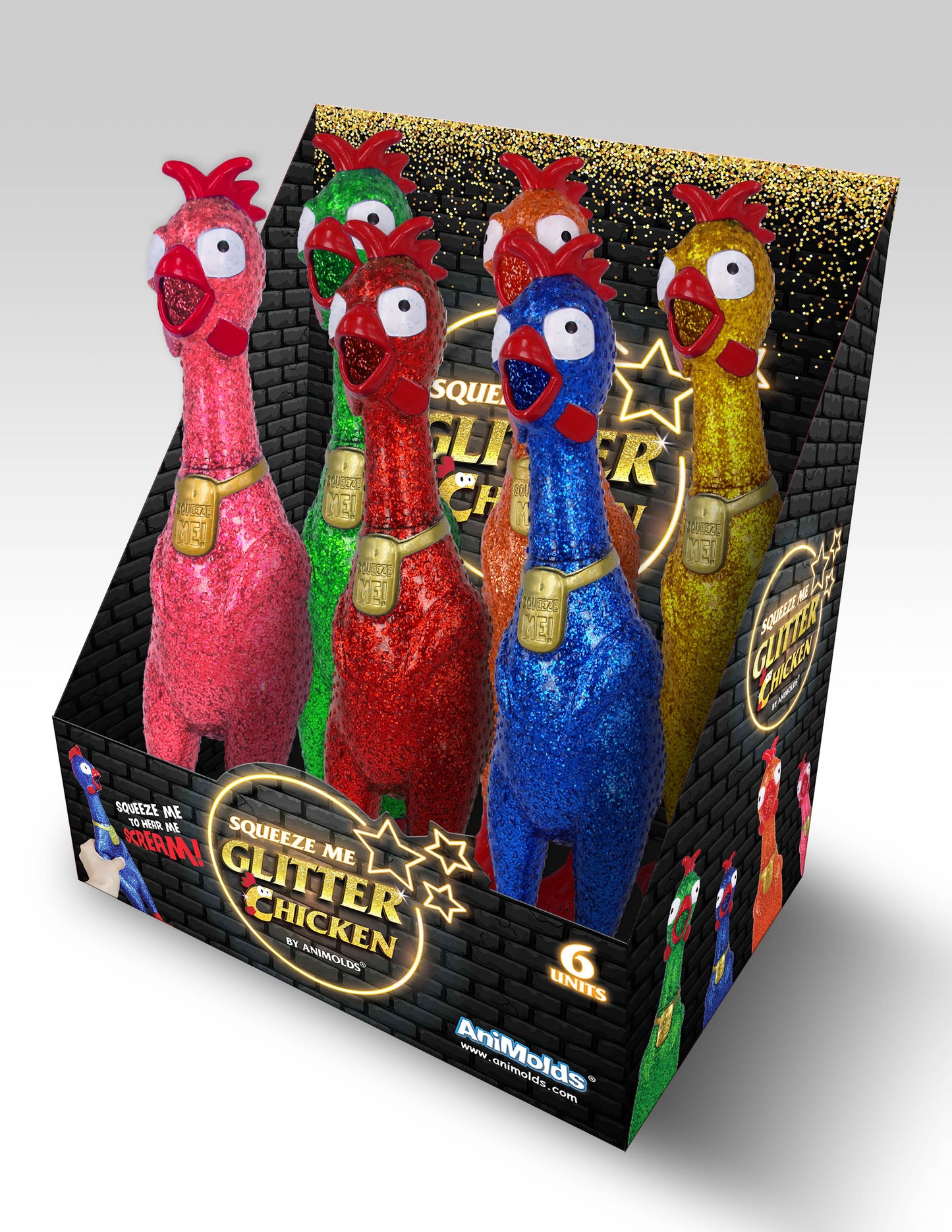 Animolds Squeeze Me Chicken Glitter  12.5"