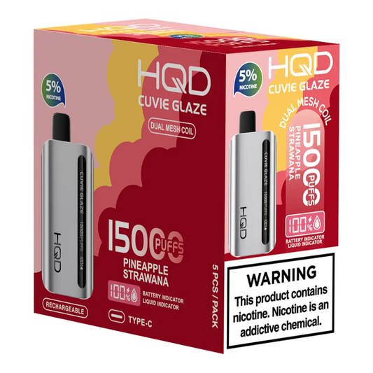 HQD Pineapple Strawana Cuvie Glaze 15.000 Puff  Vape Disposable 5%