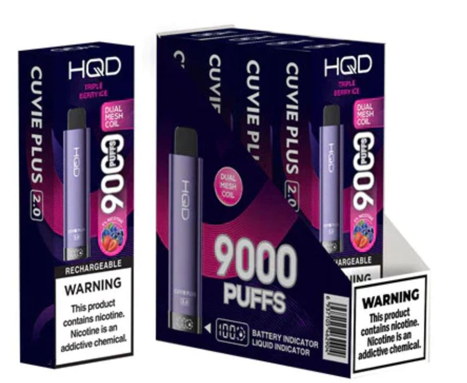HQD Triple Berry Ice Curvie Plus 2.0 9000 Puff Vape Disposable 5%