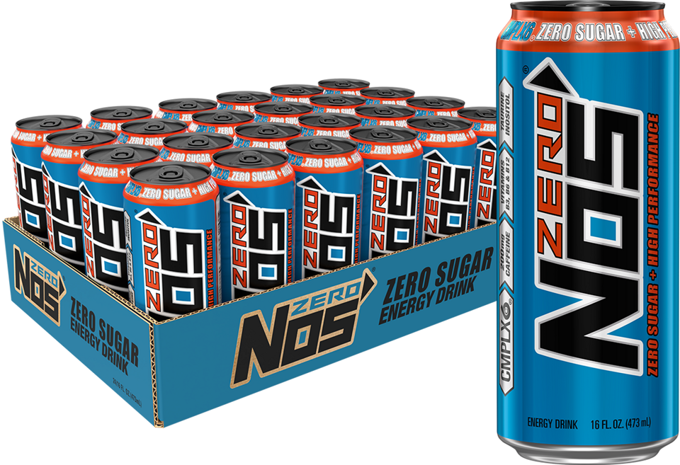NOS Zero Sugar Energy Drink, 16 oz. Cans, Pack of 24