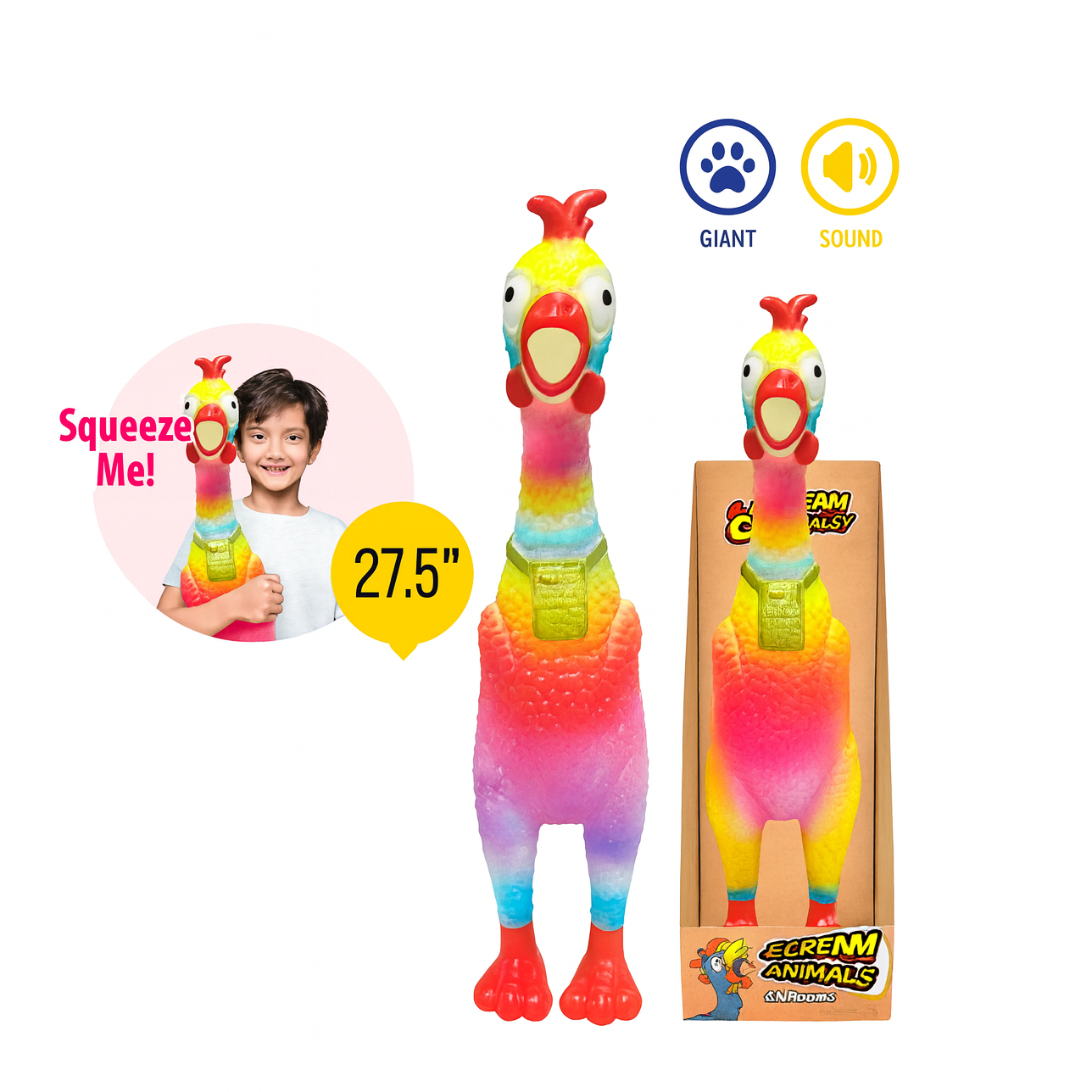 Animolds Squeeze Me Chicken Hug Me Tie Dye 27.5"