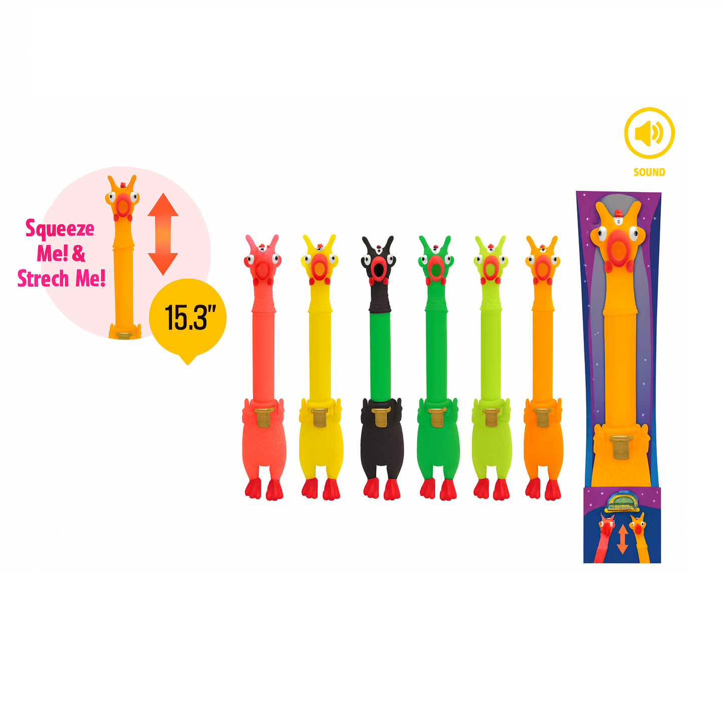 Animolds Squeeze Me Chicken Scream  Pop Alien 15.3"