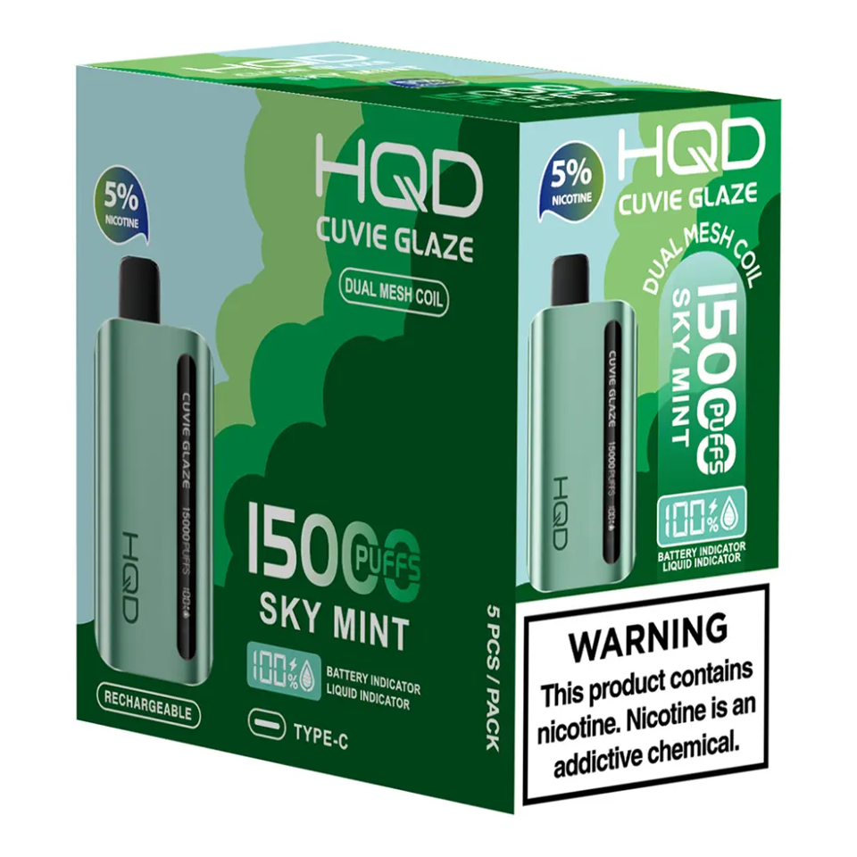 HQD  Sky Mint Cuvie Glaze 15.000 Puff  Vape Disposable 5%