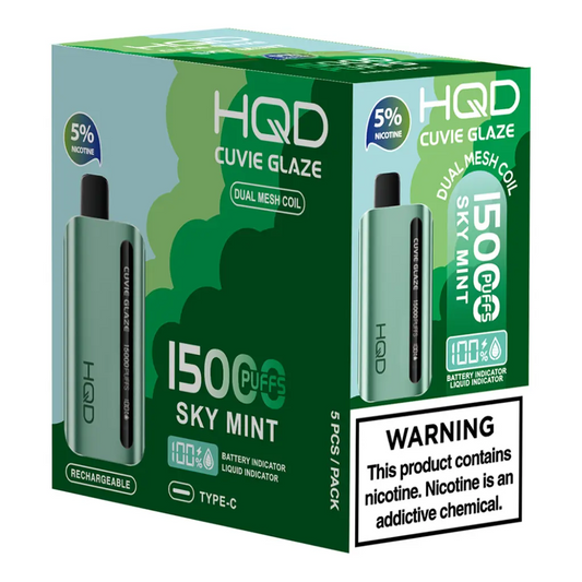 HQD  Sky Mint Cuvie Glaze 15.000 Puff  Vape Disposable 5%