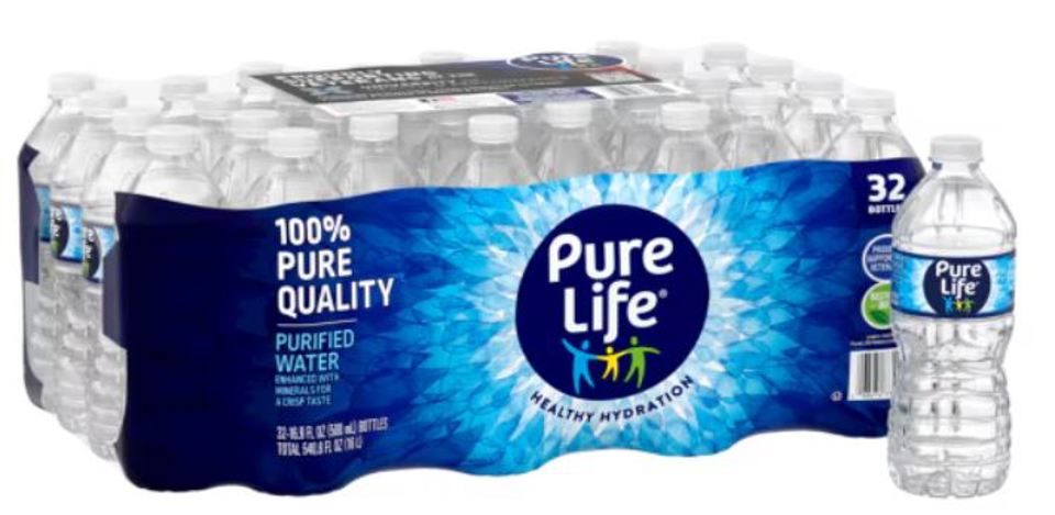 Pure Life Purified Water 16.9 Fl Oz Plastic Bottle (Pack of 32)