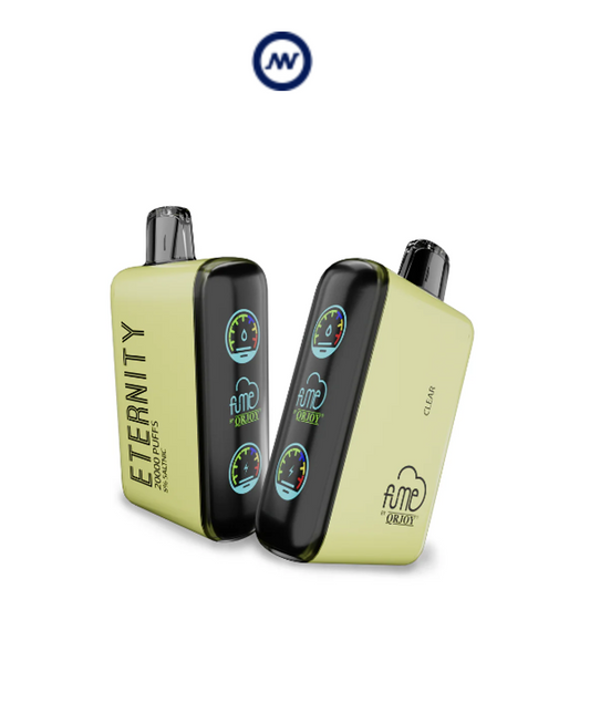 Fume Eternity Disp Vape Clear 20K Puffs 21Ml 5% QRJoy Saltnic Turbo Mesh Coil