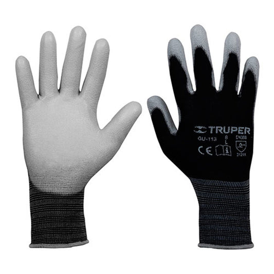 Truper Nylon Gloves Polyurethane Coated (L) , Knit Cuffs