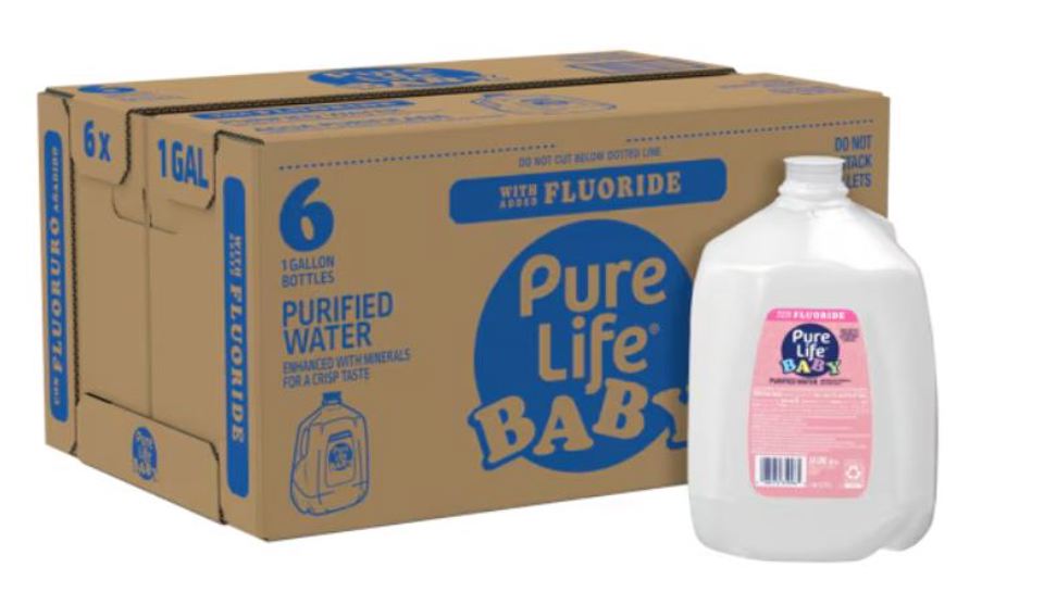 Pure Life Baby Purified Water With Added Fluoride 1 Gallon (Pack of 6)