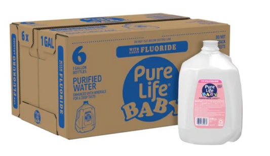 Pure Life Baby Purified Water With Added Fluoride 1 Gallon (Pack of 6)