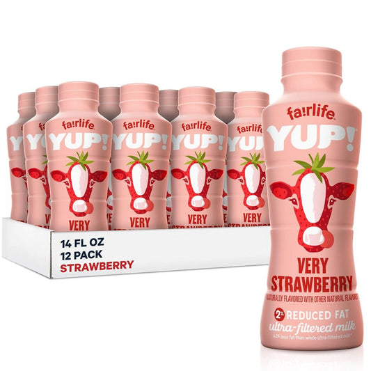 2% Reduced Fat Ultra-filtered Milk Strawberry, 14 fl oz. Pack of 12 (Lactose free)