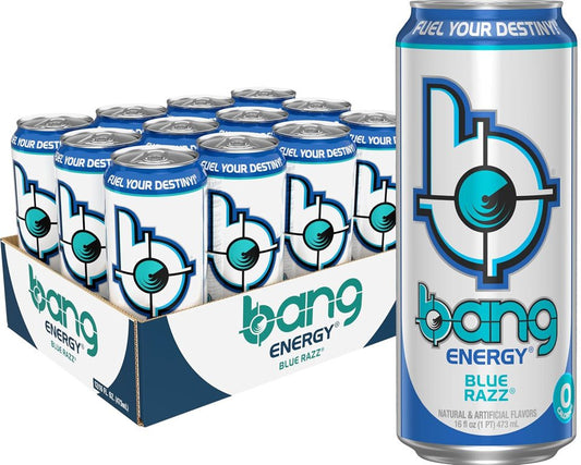 Bang Energy Blue Razz, 16 oz. Cans, Pack of 12
