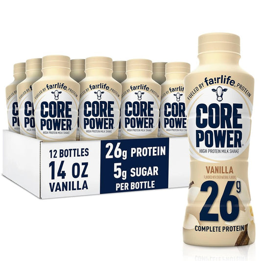 Core Power Vanilla 26g Protein Shake, 14 oz. Bottles, Pack of 12