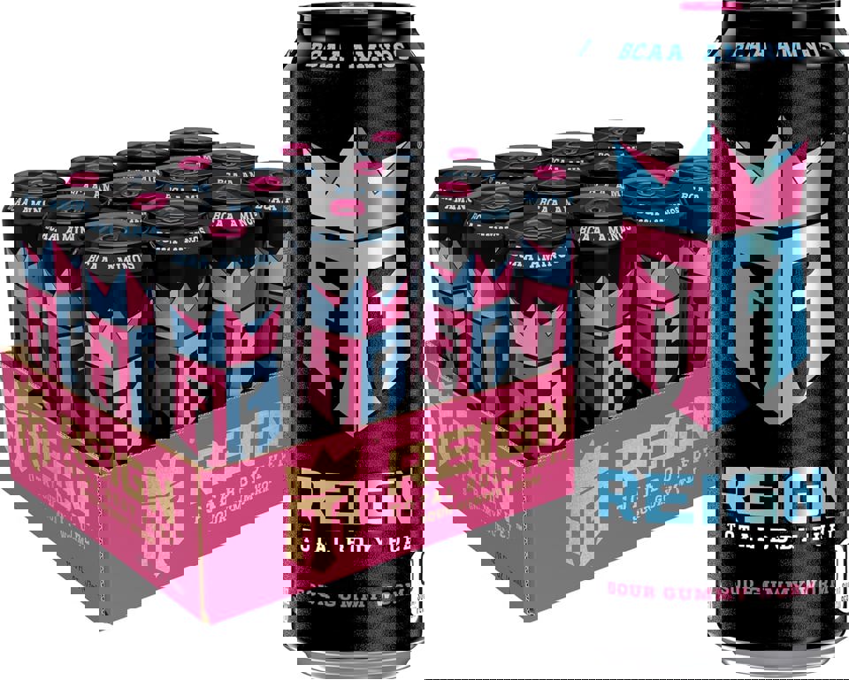 Reign Total Body Sour Gummy Worm, 16 oz. Cans 12 Pack