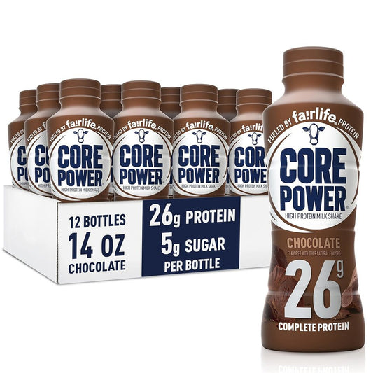Core Power Chocolate 26g Protein Shake, 14 oz. Bottles, Pack of 12
