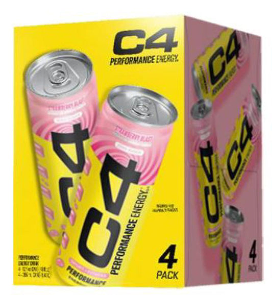 C4 Strawberry Blast 12 Oz Performance Energy Cans (Pack Of 4)