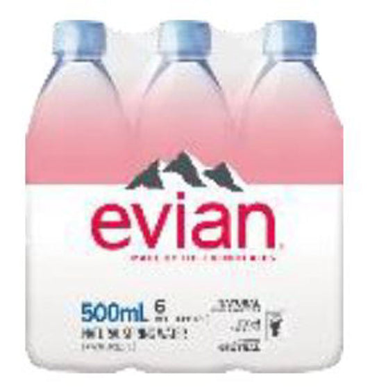 Evian Natural 500 ML Spring Water Bottles 4x6pk (Pack Of 24)