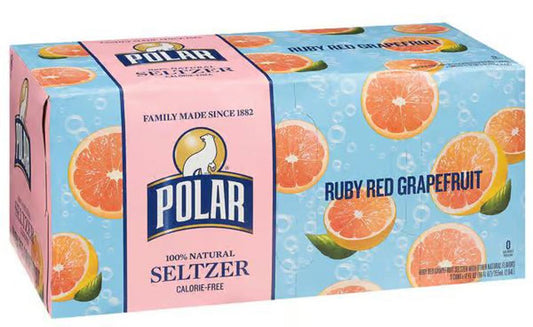 Polar Ruby Red Grapefruit 12 Oz Sparkling Seltzer Cans 8pkx3 (Pack Of 24)