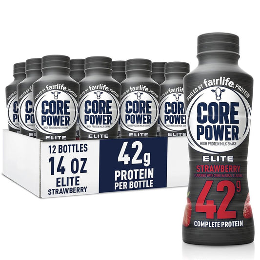 Core Power Elite Strawberry 42g Protein Shake, 14 oz.Pack of 12
