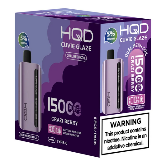 HQD  Crazi Berry Cuvie Glaze 15.000 Puff  Vape Disposable 5%