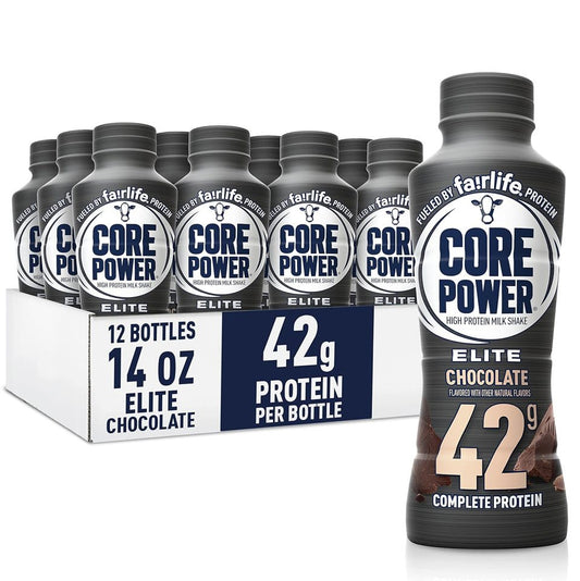 Core Power Elite Chocolate 42g Protein Shake, 14 oz. Bottles, Pack of 12