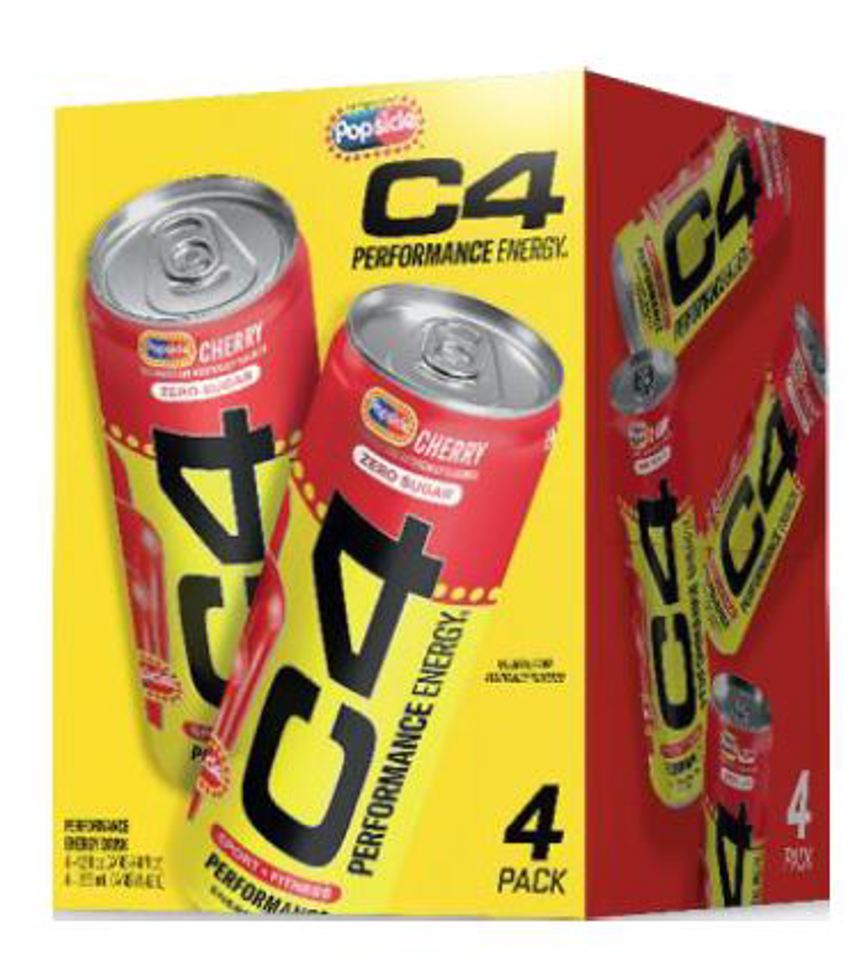 C4 Popsicle Cherry 12 Oz Performance Energy Cans (Pack Of 4)