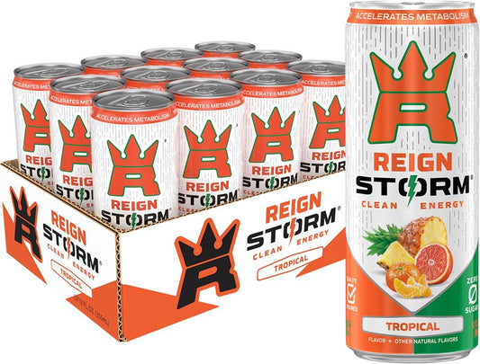 Reign Storm,Tropical, 12 oz. Cans Pack of 12