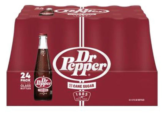Dr Pepper Cane Sugar 12 Oz Bottles Glass Pack Of 24