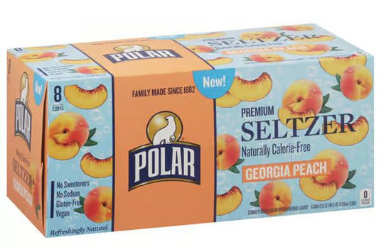 Polar Georgia Peach 12 Oz Sparkling Seltzer Cans 8pkx3 (Pack Of 24)