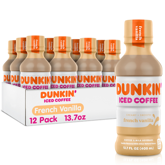 Dunkin' Iced Coffee Vanilla Bottle 13,7  oz Pack of 12