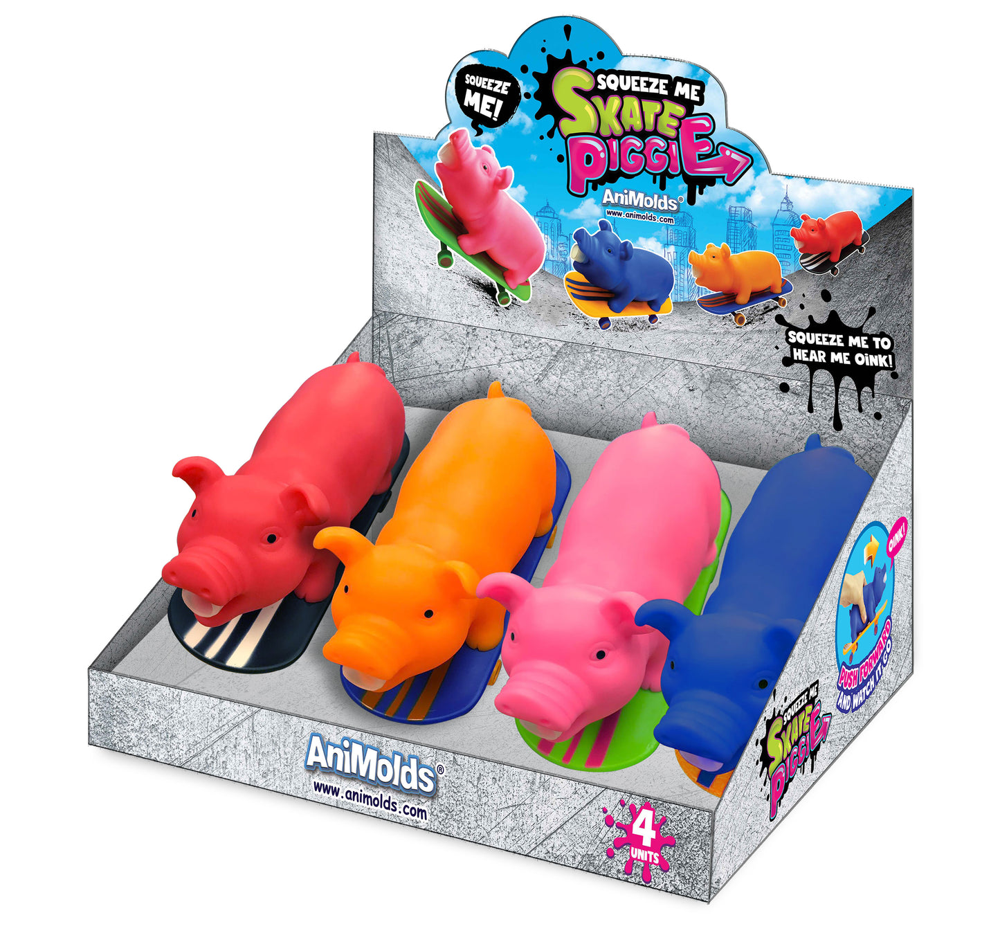Animolds Squeeze Me Skate Piggie 7.9"