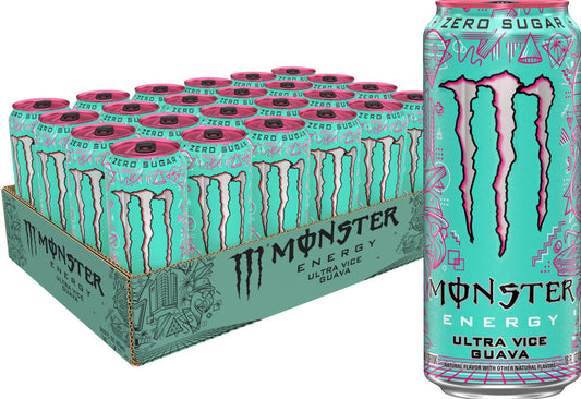Monster Energy Ultra Vice Guava, Sugar Free, 16 oz. Cans Pack of 24