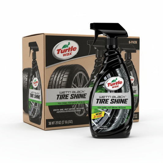 Turtle Wax Wetn Black Tire Shine High Shine Fast Drying 23 Oz Case of 6