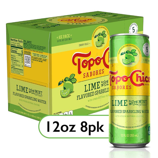 Topo Chico Lime with Mint Bottle 12oz Pack of 08